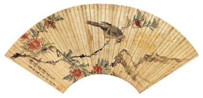 张熊 壬戌（1862）年作 花鸟 扇面